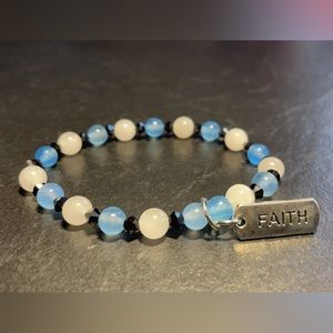 Blue aventure and white jade bracelet